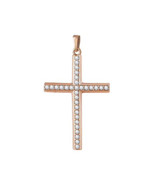 Gold pendant with zircons "cross"