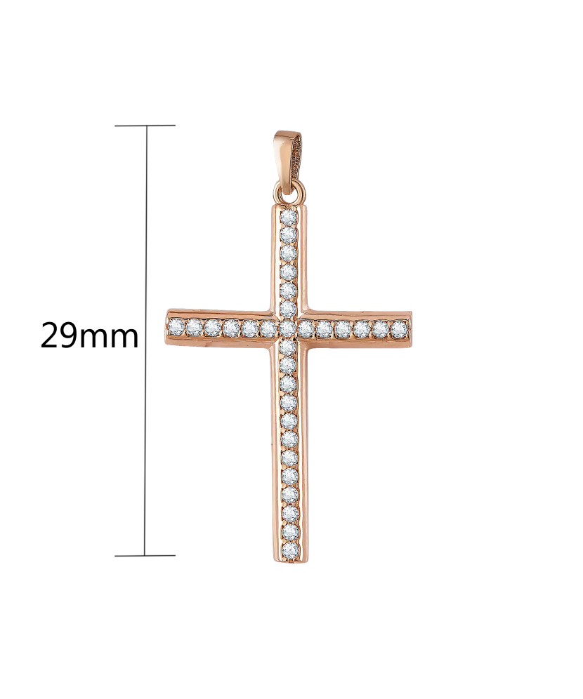 Gold pendant with zircons "cross"