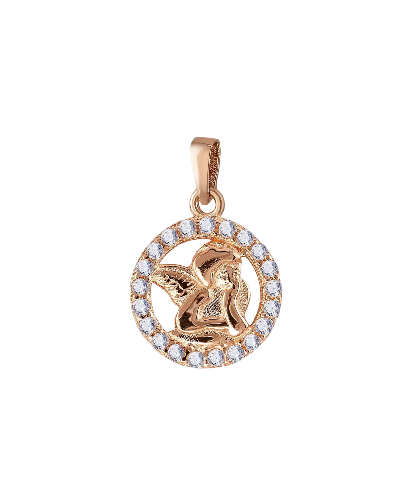 Gold pendant with zircons "angel"