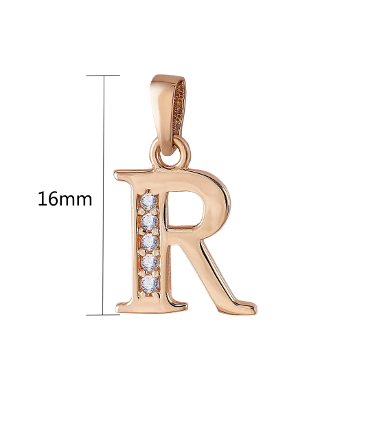 Gold pendant with zircons Letter R