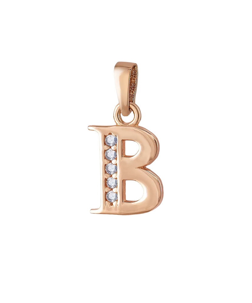 Gold pendant with zircons Letter B