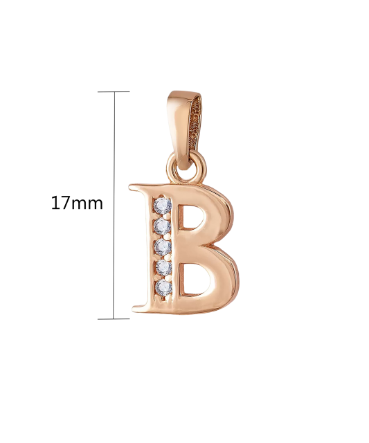Gold pendant with zircons Letter B