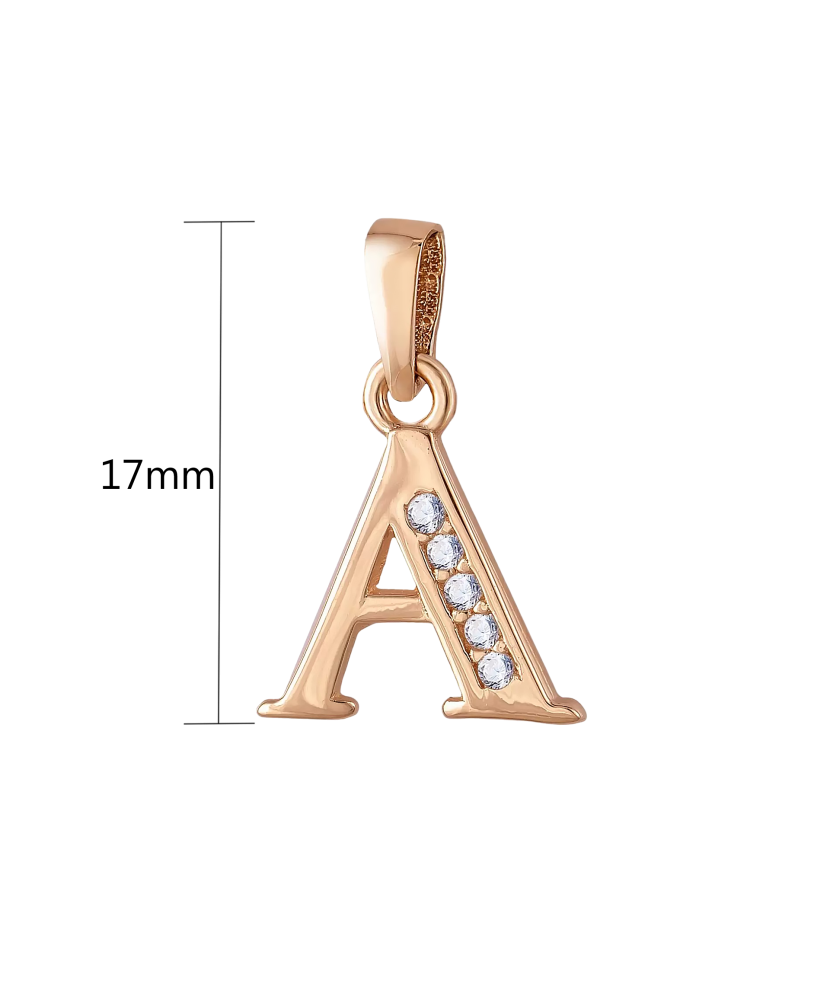 Gold pendant with zircons Letter A