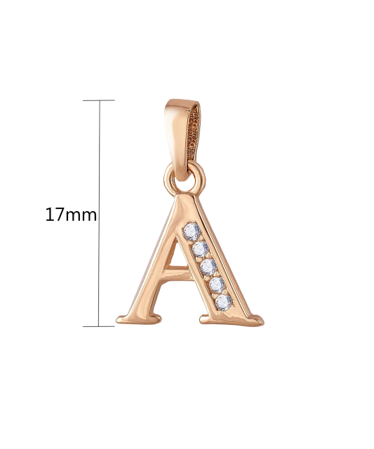 Gold pendant with zircons Letter A