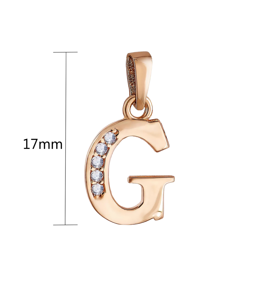 Gold pendant with zircons Letter G