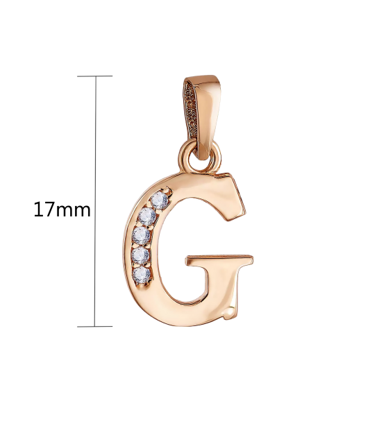 Gold pendant with zircons Letter G