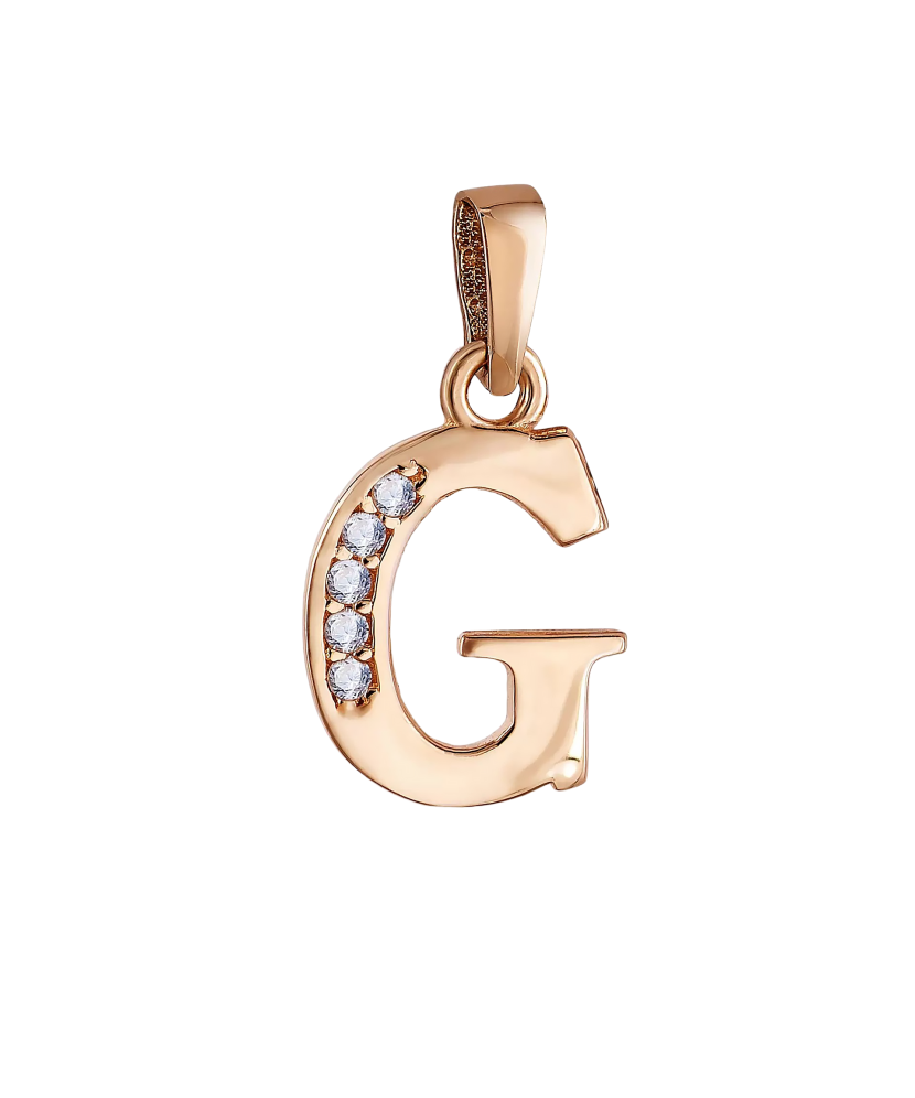 Gold pendant with zircons Letter G