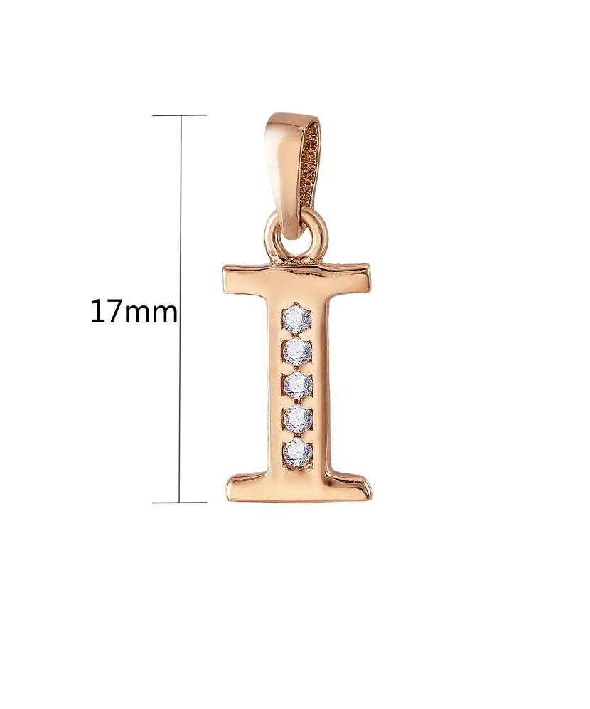 Gold pendant with zircons Letter I