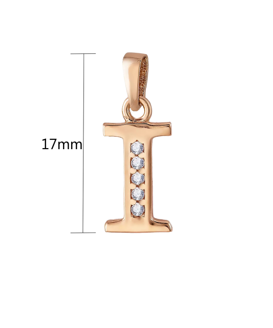 Gold pendant with zircons Letter I