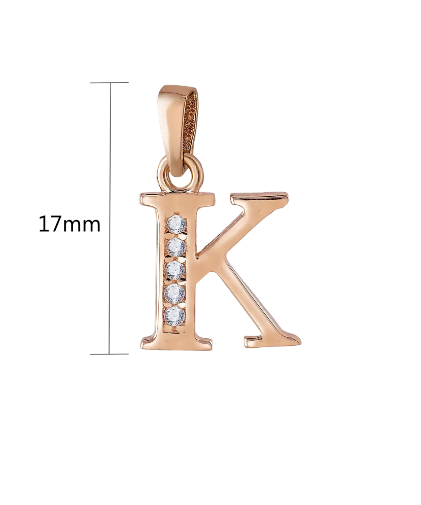Gold pendant with zircons Letter K