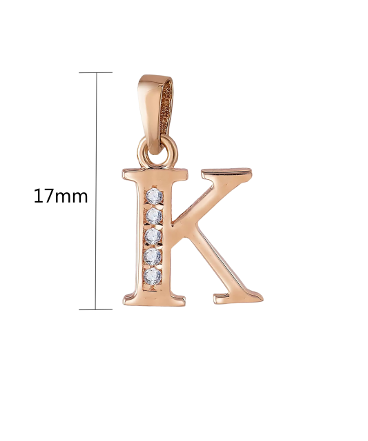 Gold pendant with zircons Letter K