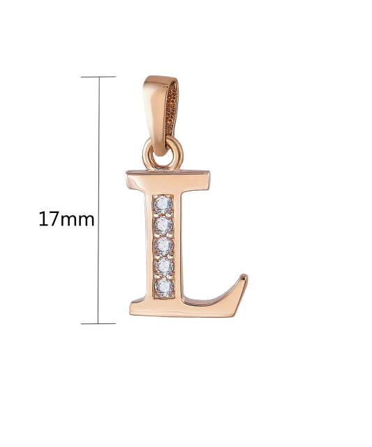 Gold pendant with zircons Letter L