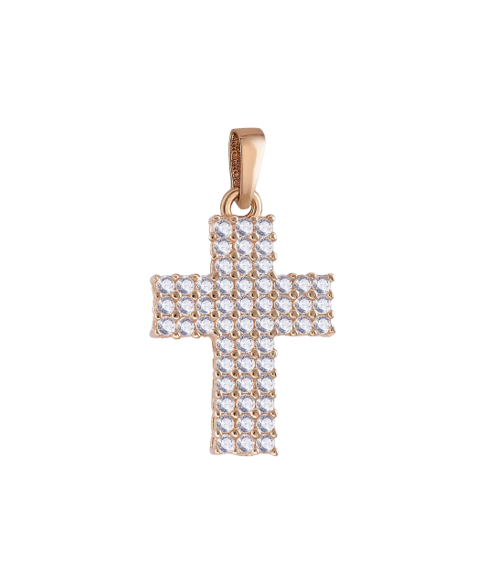 Gold pendant with zircons "cross"