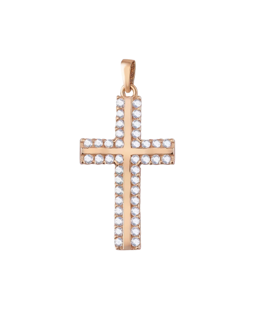 Gold pendant with zircons "cross"