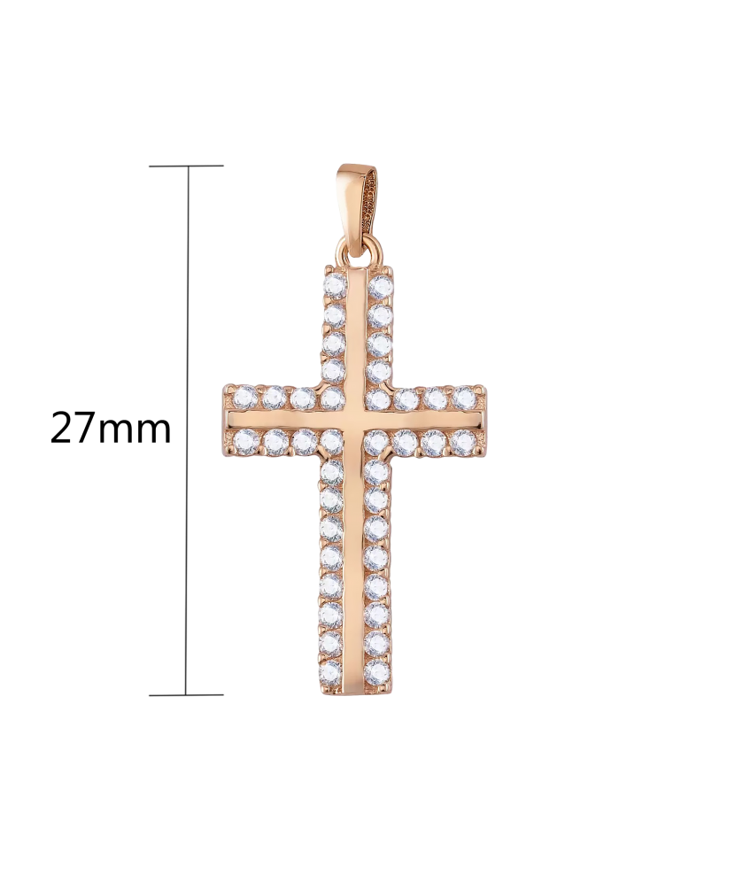 Gold pendant with zircons "cross"