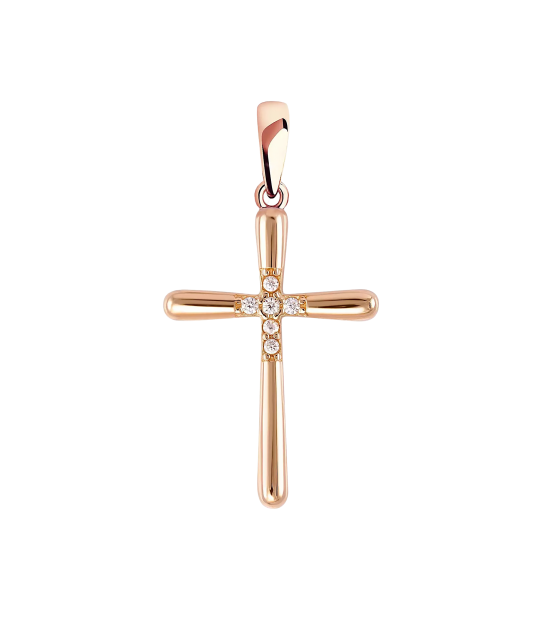 Gold pendant with zircons "cross"