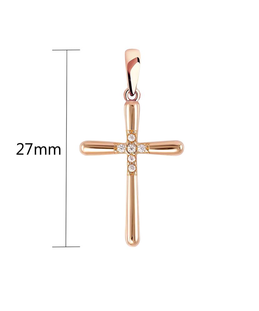 Gold pendant with zircons "cross"