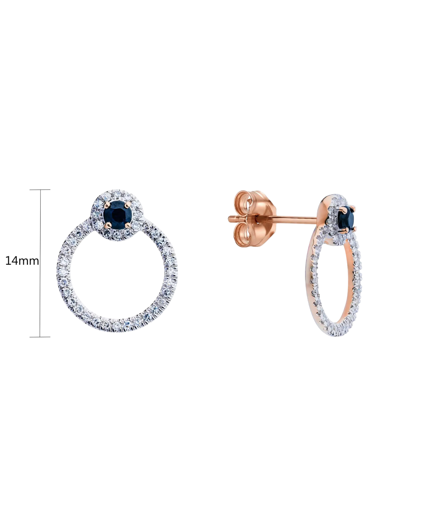Gold earrings with diamonds and sapphire