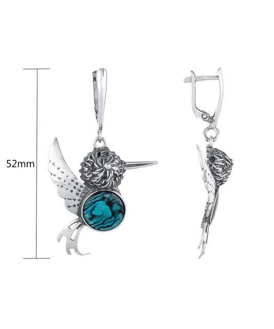 Sterling silver earrings with mother of pearl "Bird"