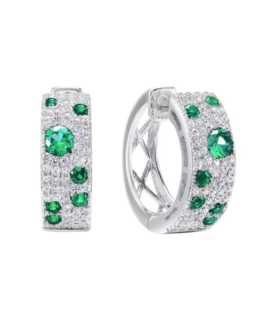 Hopeiset korvakorut spinelleillä ja zirkoneilla