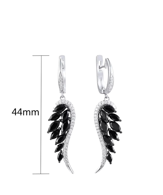 Sterling Silver earrings with zircons and spinels "Angel Wing"