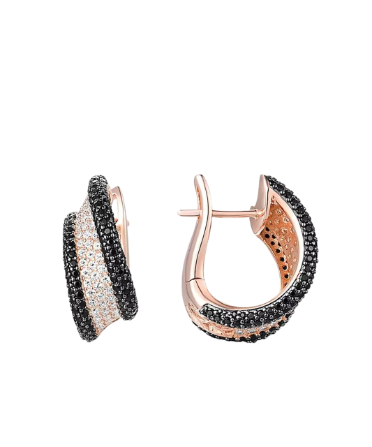 Gilded sterling silver earrings with zircons and spinels