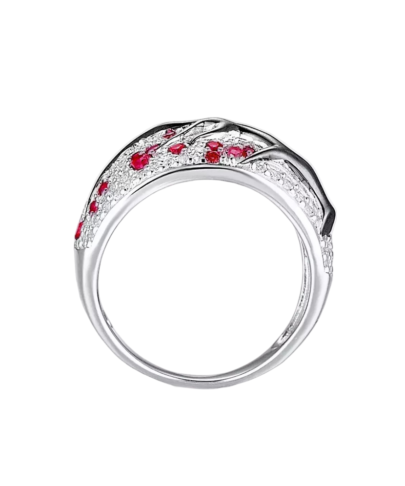 Sterling Silver ring with zircons and nano ruby