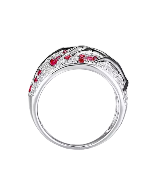 Sterling Silver ring with zircons and nano ruby