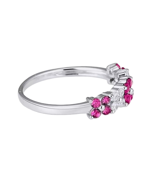 Sterling Silver ring with zircons and nano ruby