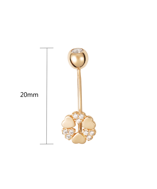 Gold Belly Button Ring with zircons