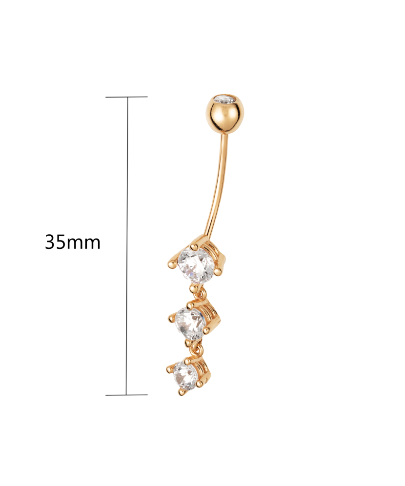 Gold Belly Button Ring with zircons