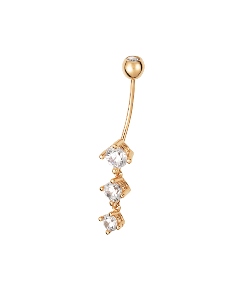 Gold Belly Button Ring with zircons