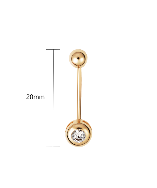 Gold Belly Button Ring with zircons