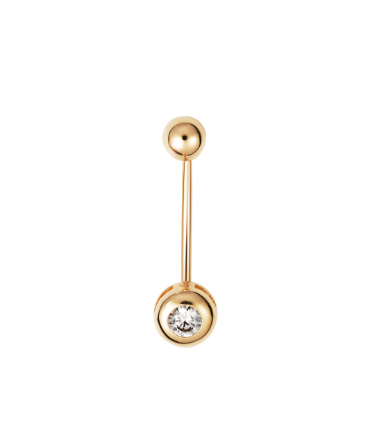 Gold Belly Button Ring with zircons