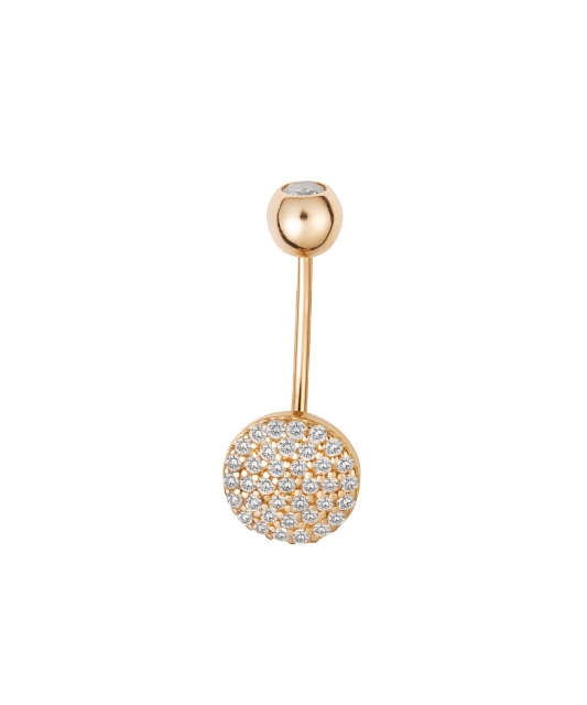Gold Belly Button Ring with zircons
