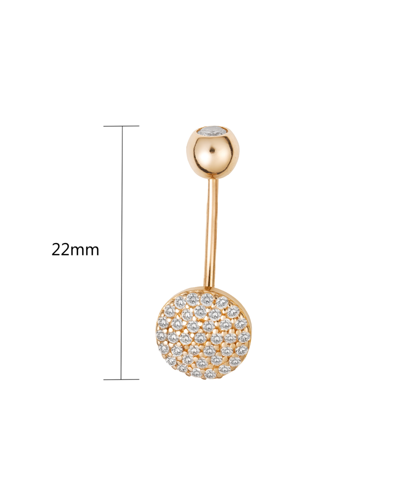 Gold Belly Button Ring with zircons