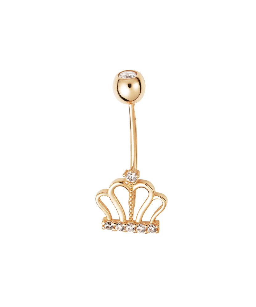 Gold Belly Button Ring with zircons