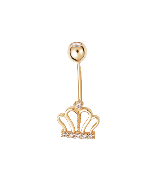 Gold Belly Button Ring with zircons