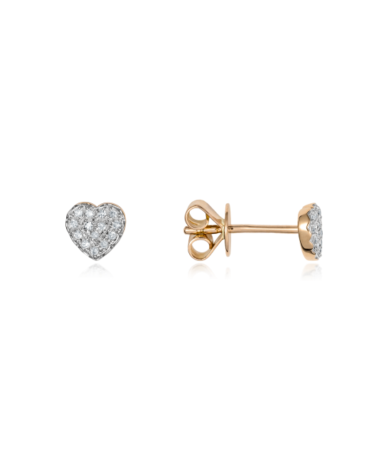 Gold earrings with diamonds "Heart"