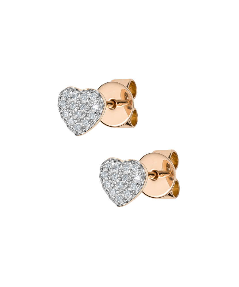 Gold earrings with diamonds "Heart"