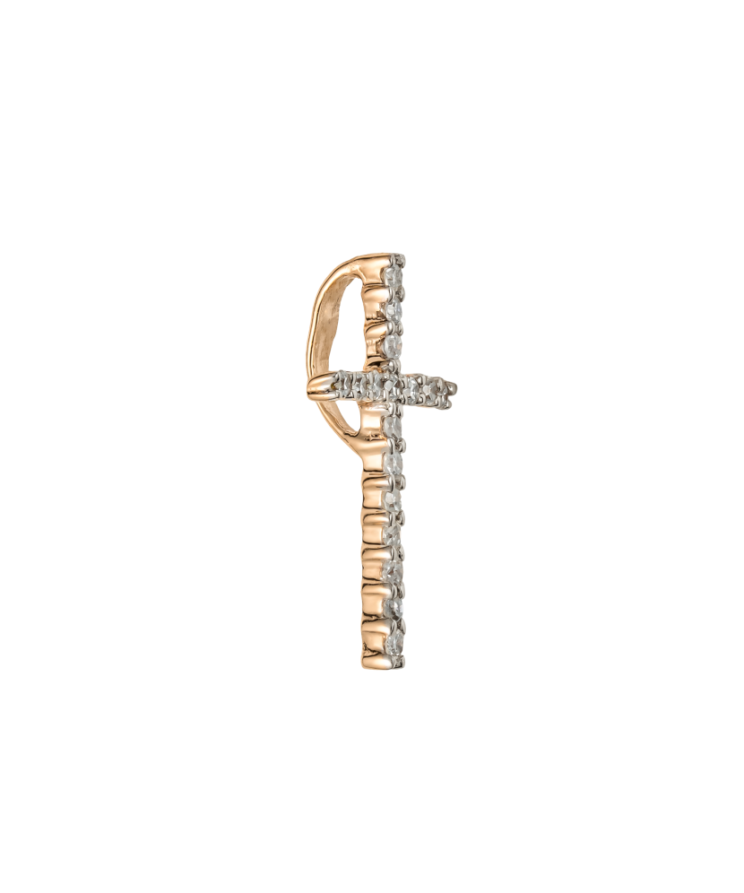 Gold pendant with diamonds "Cross"