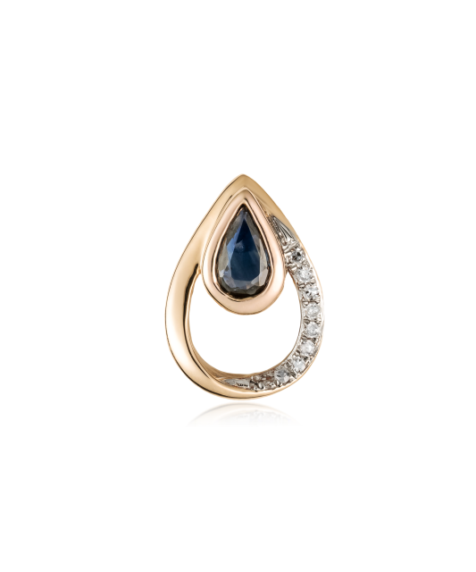 Gold pendant with sapphire and diamonds