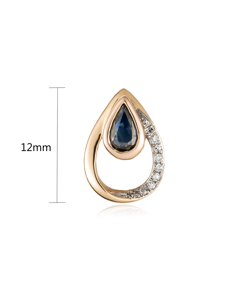 Gold pendant with sapphire and diamonds