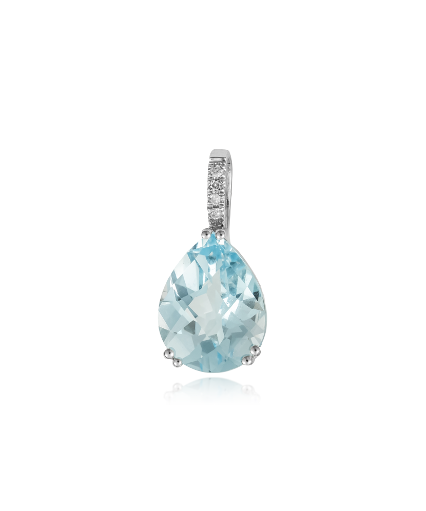 White gold pendant with topaz and diamonds