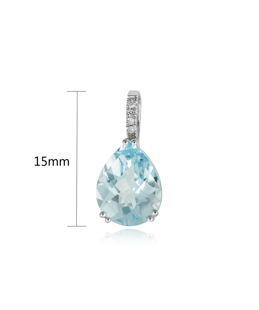 White gold pendant with topaz and diamonds