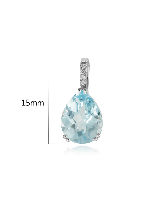 White gold pendant with topaz and diamonds