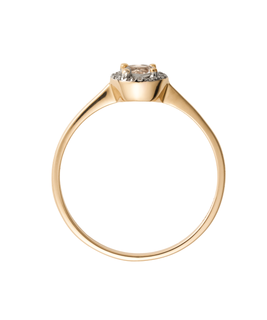 Gold ring with diamonds and clear topaz