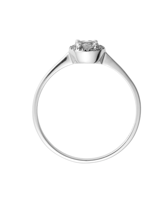 White gold ring with diamonds and clear topaz