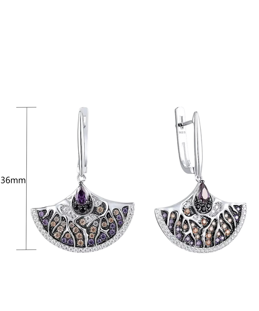 Sterling silver earrings with amethysts and zircons