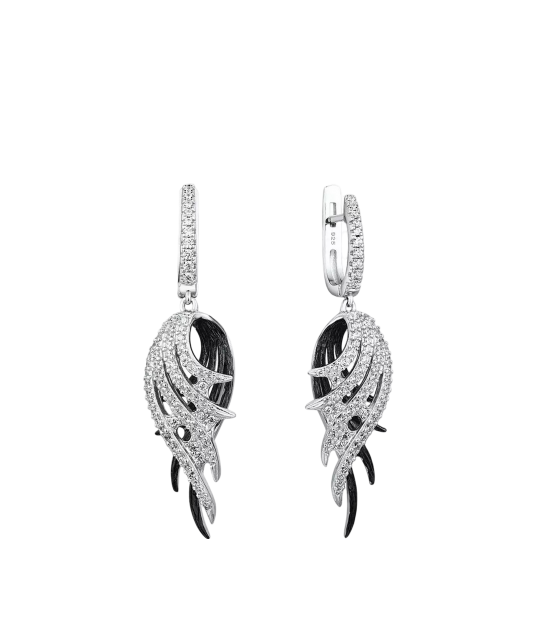 Hopeiset korvakorut zirkoneilla "Siivet"